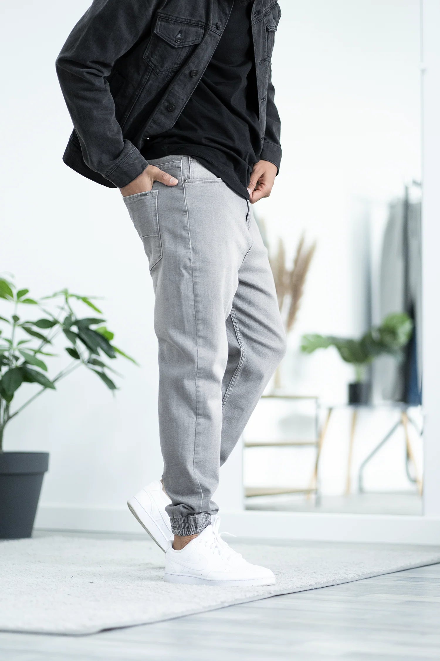 Pantalon jogpant jeans gris