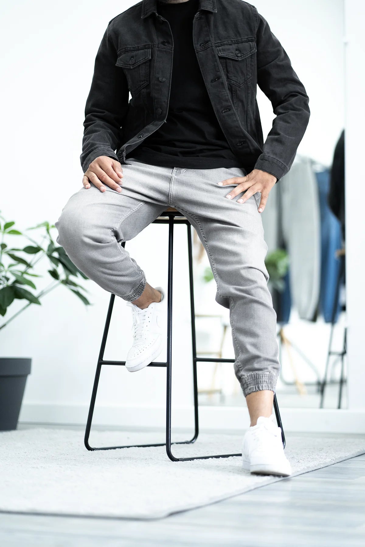 Pantalon jogpant jeans gris