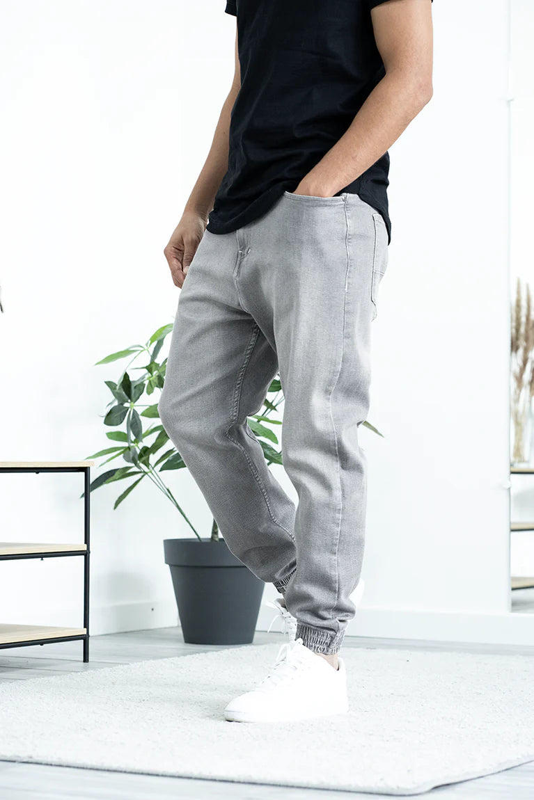Pantalon jogpant jeans gris