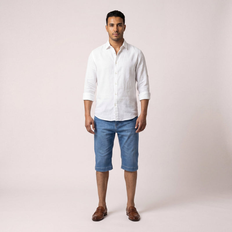 Bermuda Jeans Long Bleu Stone
