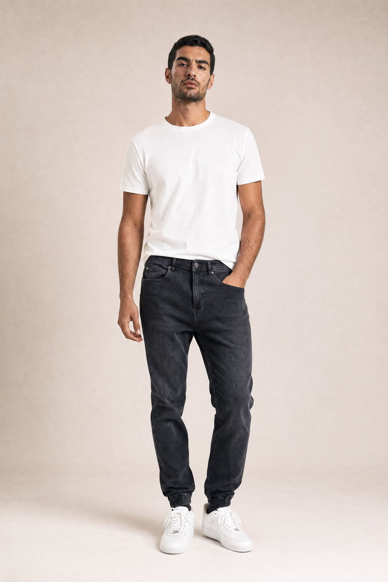 JOGPANT jean dark noir porte face